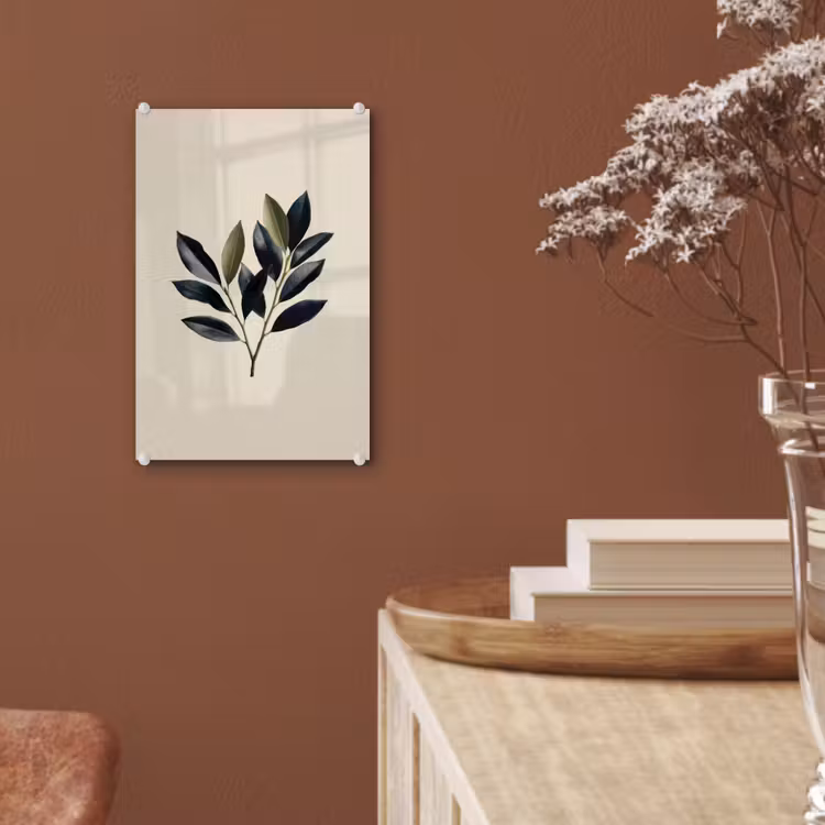 Glas schilderij - Ovaal - Olijfgroen - Simpel — 6