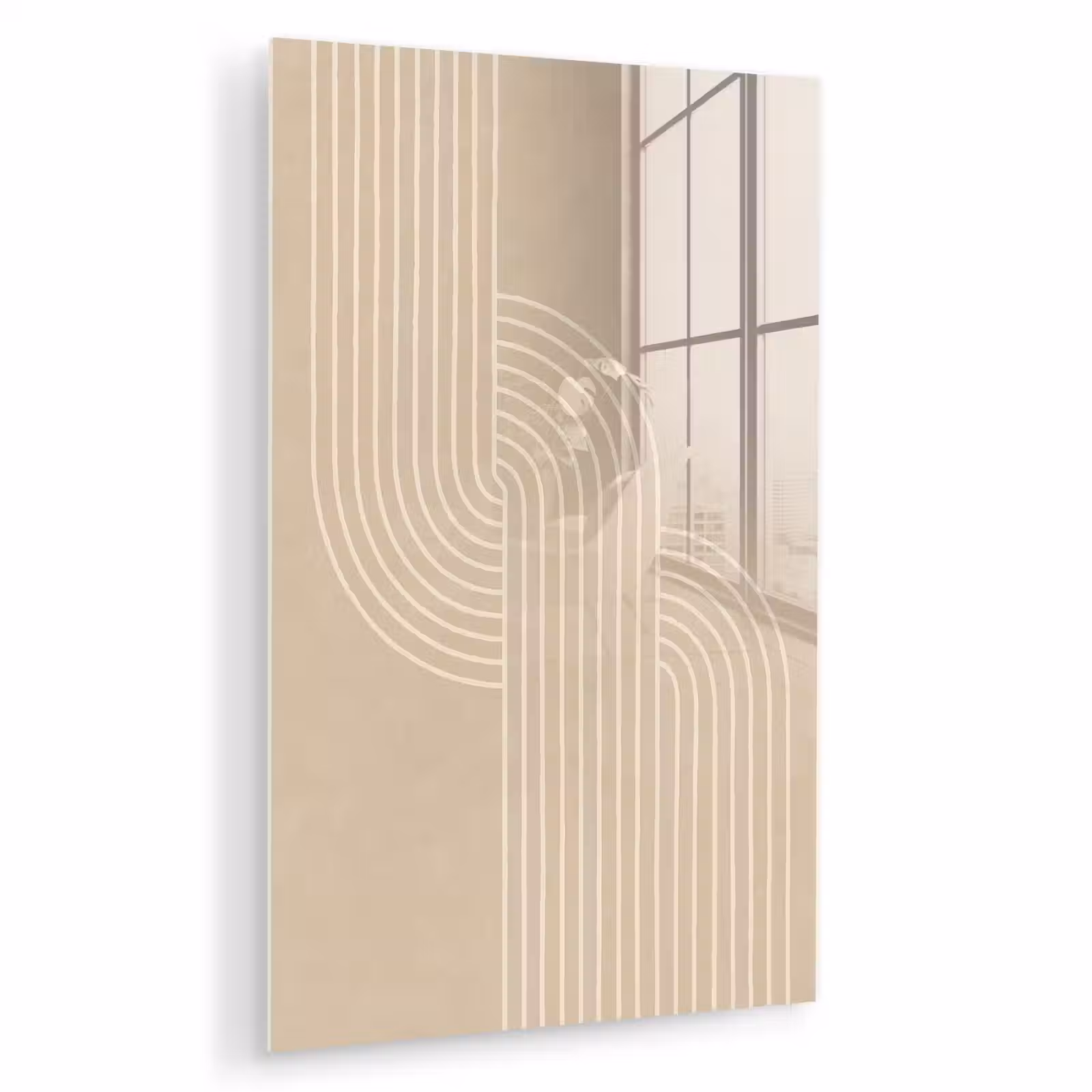 Glas schilderij - Parallelle lijnen - Lichte textuur - Beige — 1