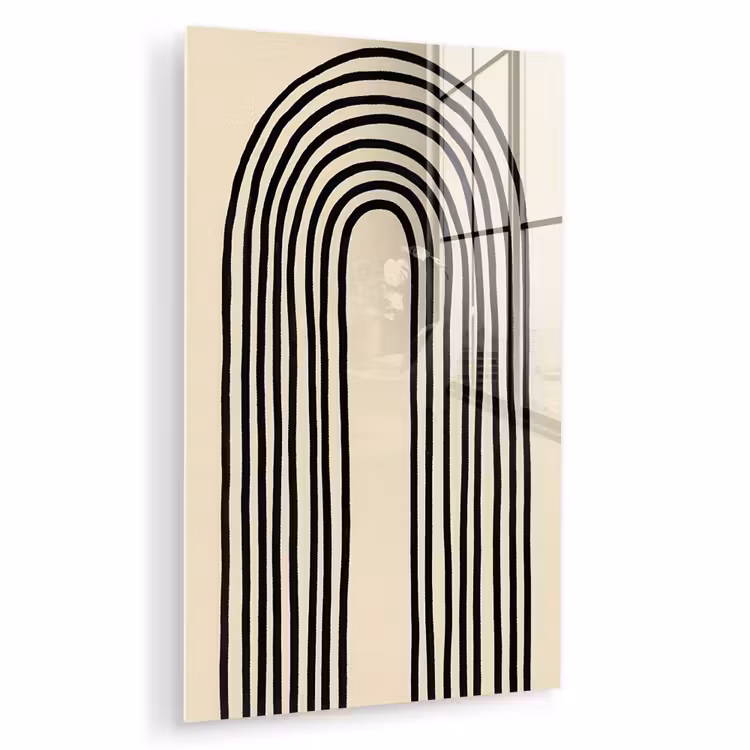 Glas schilderij - Boogvormen - Zwart - Strak — 1