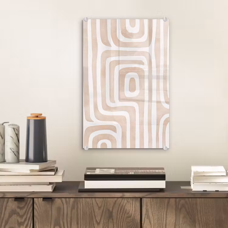 Glas schilderij - Decoratief - Labyrint - Beige — 2