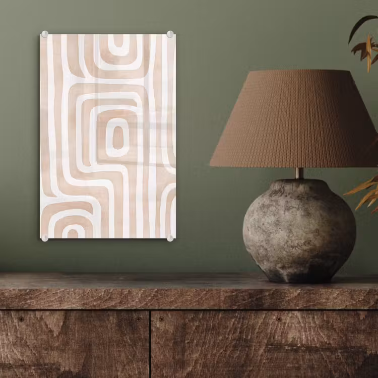 Glas schilderij - Decoratief - Labyrint - Beige — 4