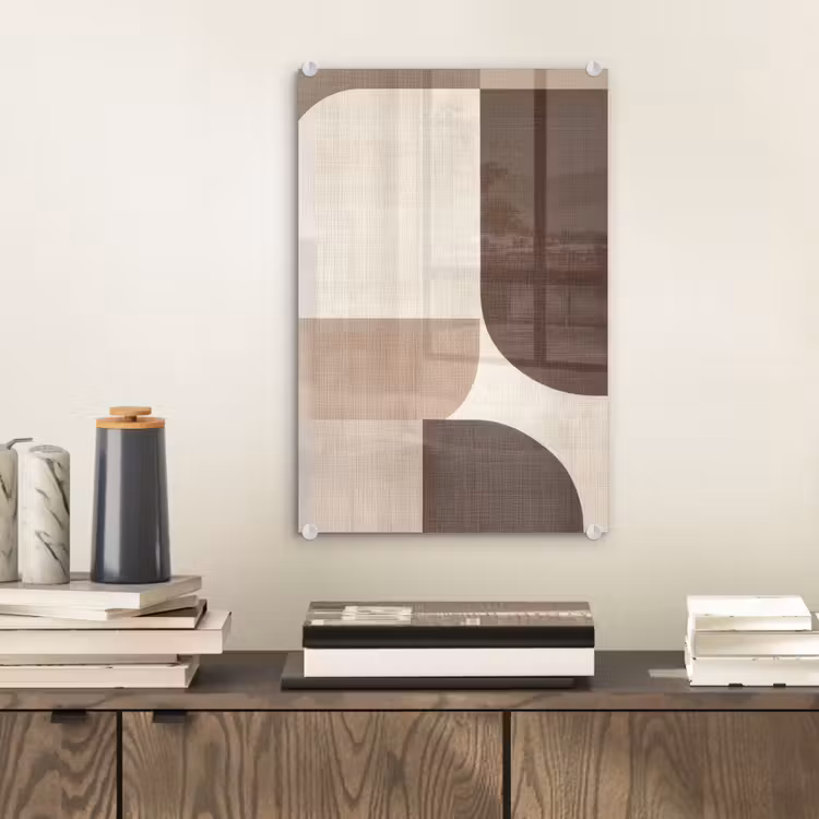 Glas schilderij - Geometrisch - Geweven structuur - Modern — 2