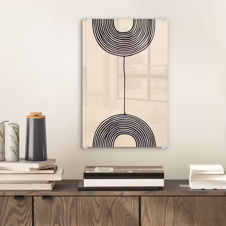 Glas schilderij - Geometrische bogen - Minimalistisch - Symmetrisch — 2