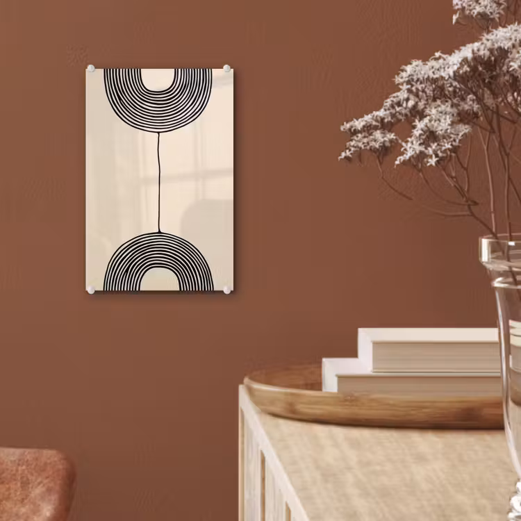 Glas schilderij - Geometrische bogen - Minimalistisch - Symmetrisch — 6
