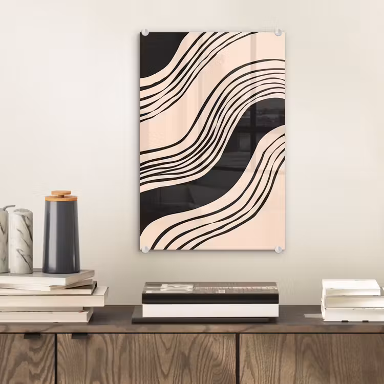 Glas schilderij - Golven - Zwart - Zandkleur — 2