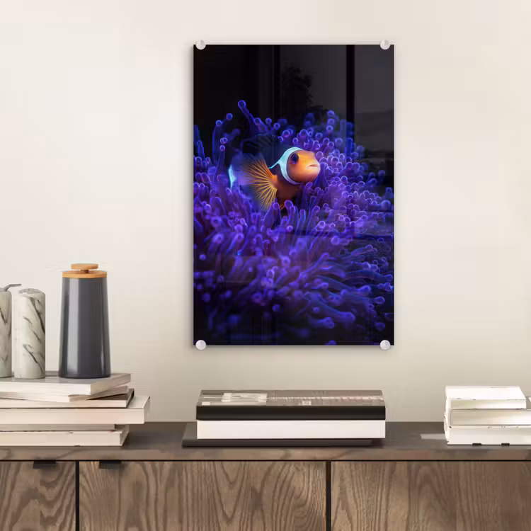 Glas schilderij - Koraal - Vis - Oranje - Zee — 2