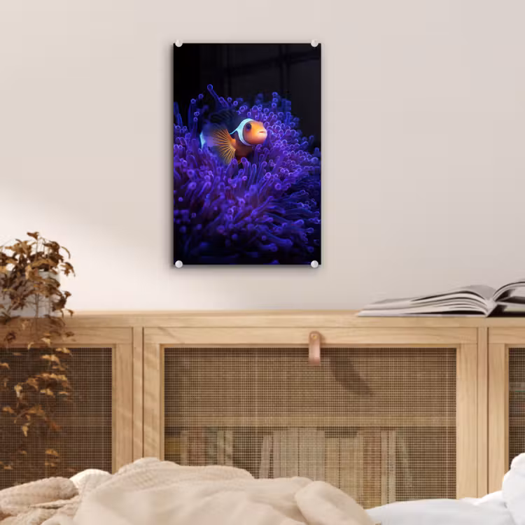 Glas schilderij - Koraal - Vis - Oranje - Zee — 5