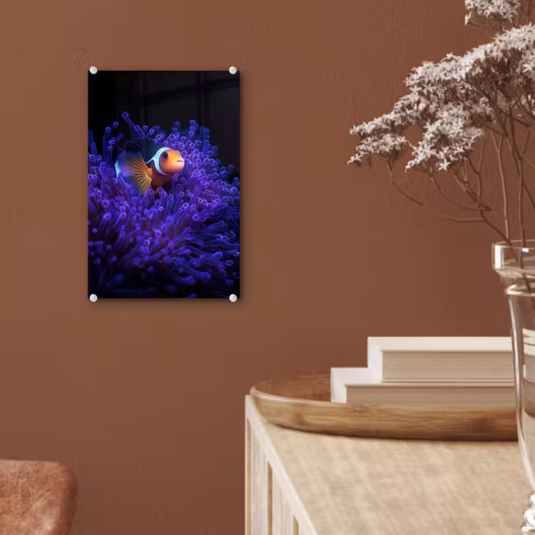 Glas schilderij - Koraal - Vis - Oranje - Zee — 6