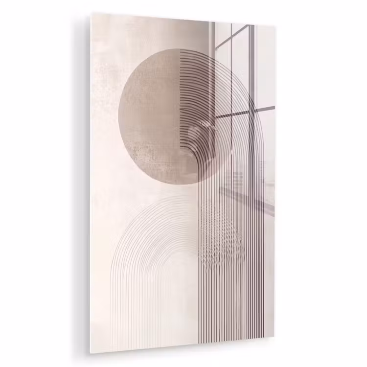 Glas schilderij - Minimalistisch - Cirkel - Lichtgrijs — 1