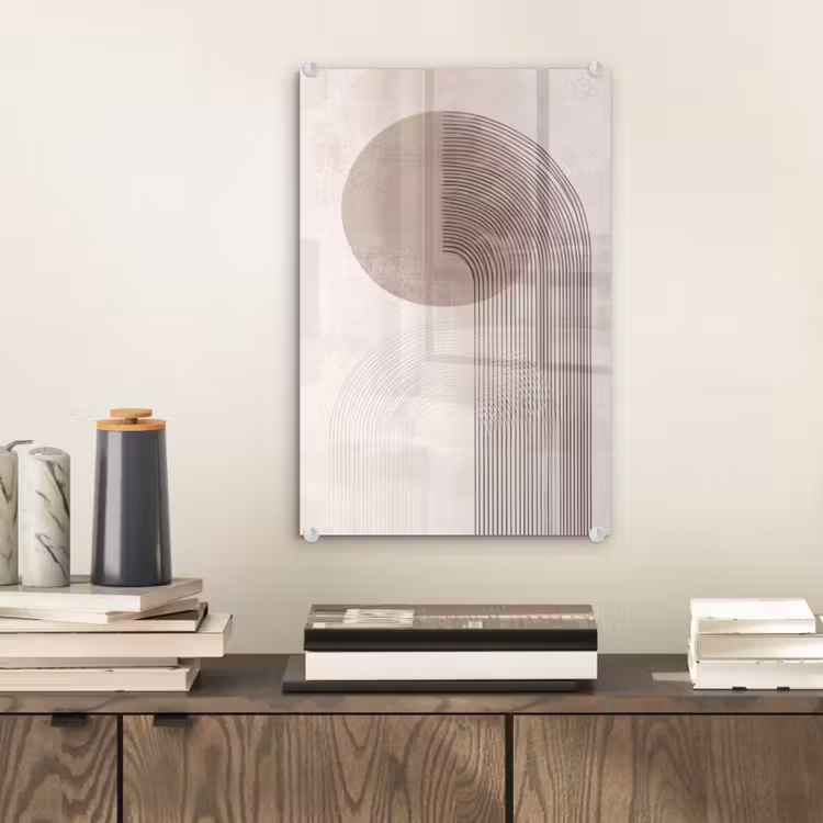 Glas schilderij - Minimalistisch - Cirkel - Lichtgrijs — 2