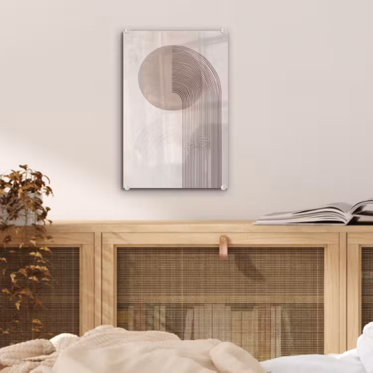 Glas schilderij - Minimalistisch - Cirkel - Lichtgrijs — 5