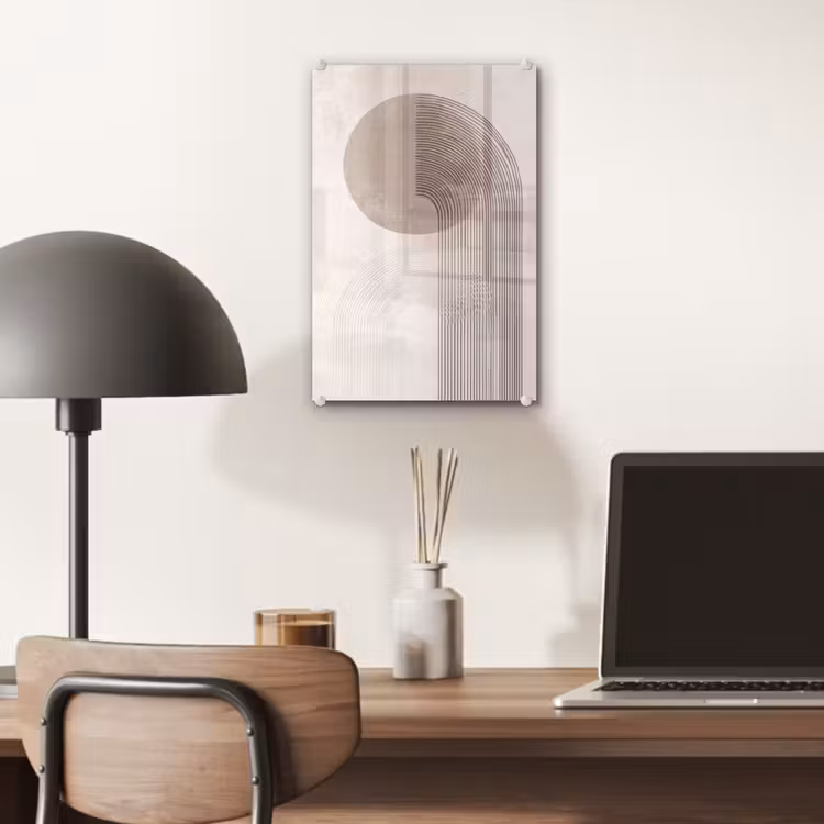 Glas schilderij - Minimalistisch - Cirkel - Lichtgrijs — 7
