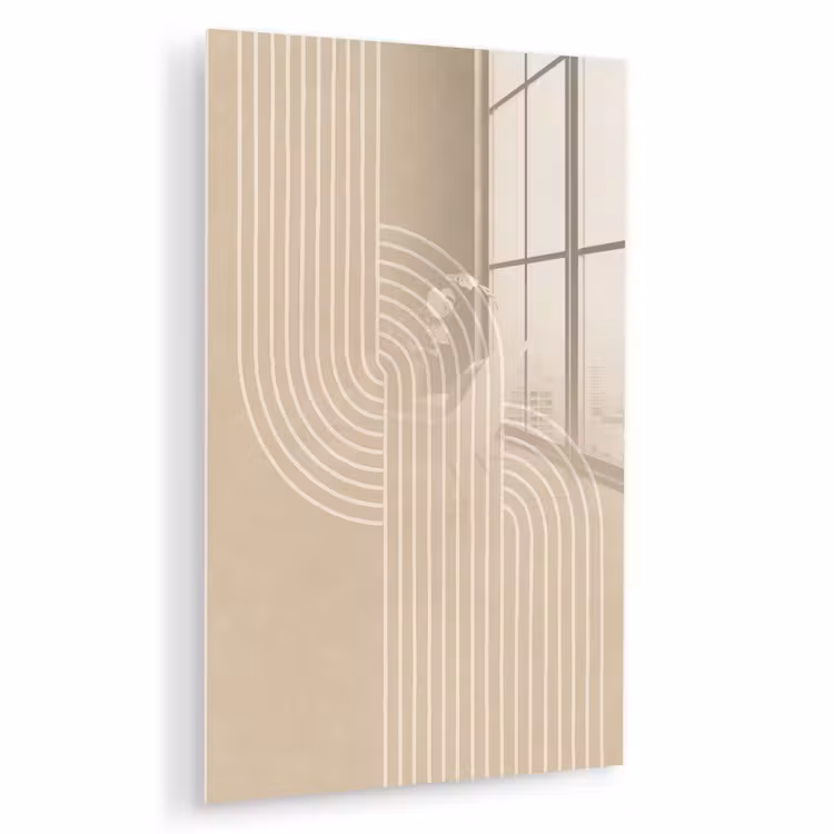 Glas schilderij - Parallelle lijnen - Lichte textuur - Beige — 1