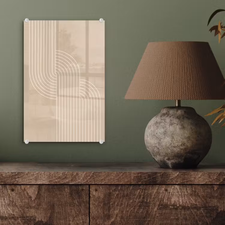 Glas schilderij - Parallelle lijnen - Lichte textuur - Beige — 4