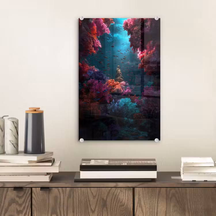 Glas schilderij - Standbeeld - Zeebodem - Koraal - Kleurrijk — 2