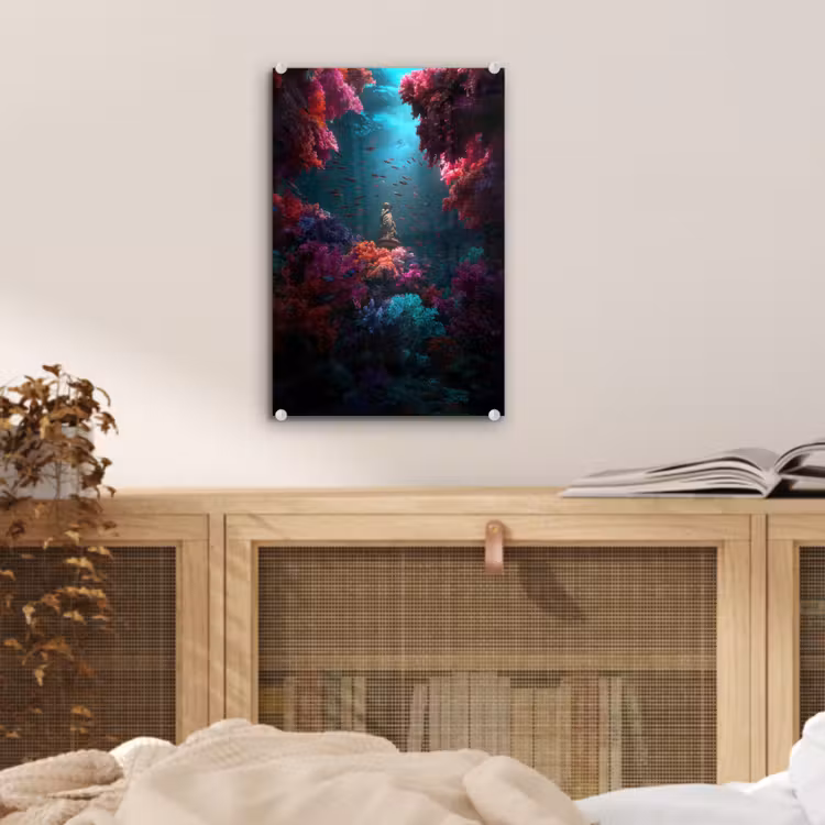 Glas schilderij - Standbeeld - Zeebodem - Koraal - Kleurrijk — 5