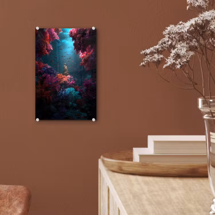 Glas schilderij - Standbeeld - Zeebodem - Koraal - Kleurrijk — 6