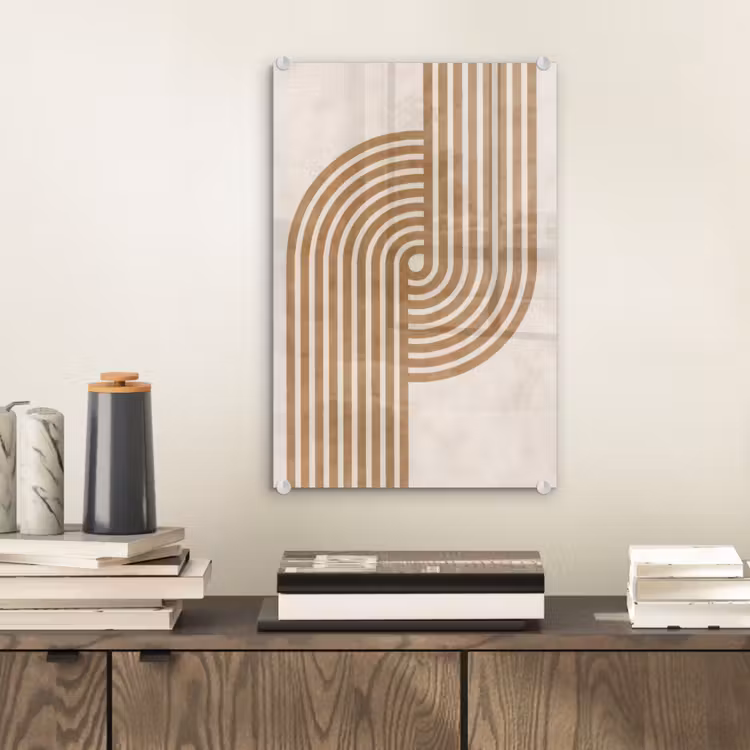 Glas schilderij - Symmetrische bocht - Koperkleurig — 2