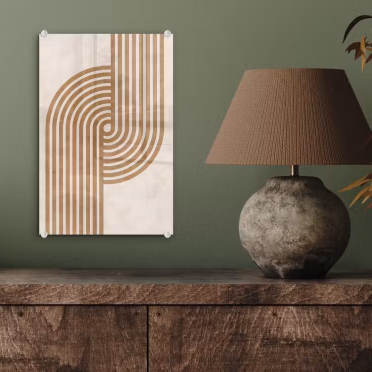 Glas schilderij - Symmetrische bocht - Koperkleurig — 4