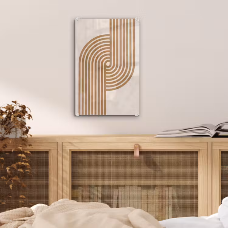 Glas schilderij - Symmetrische bocht - Koperkleurig — 5