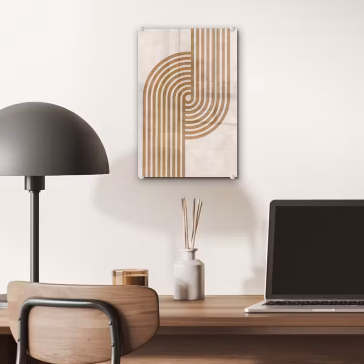 Glas schilderij - Symmetrische bocht - Koperkleurig — 7