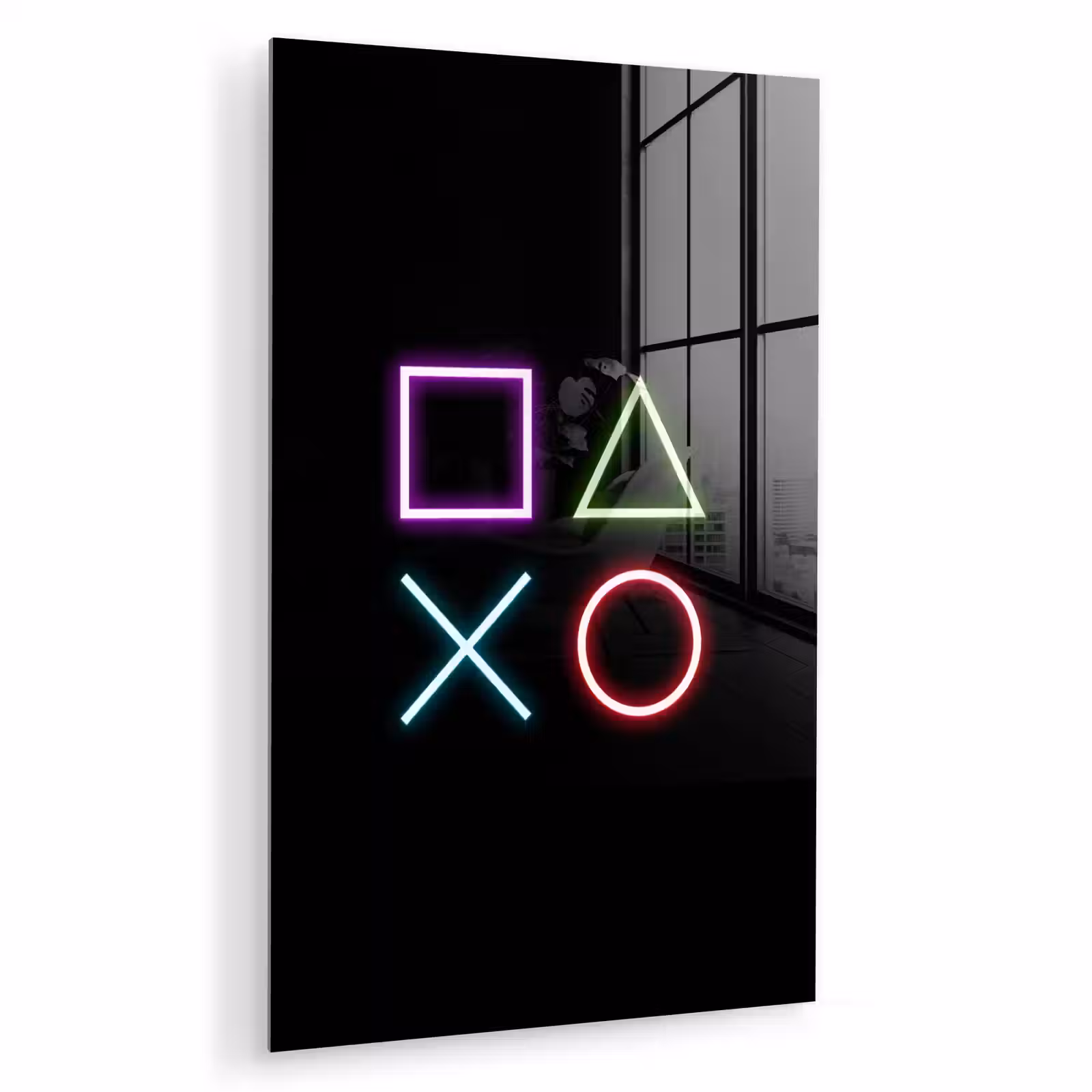 Glas schilderij - Gaming - Neon - Console - Zwart - Controller - Gamen — 1
