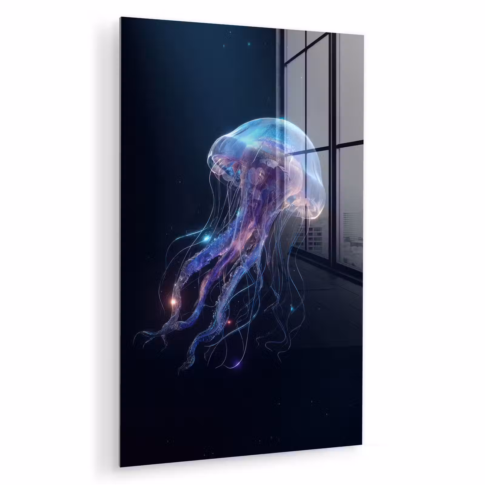 Glas schilderij - Tentakels - Kwal - Paars - Sprankeling — 1
