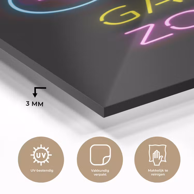 Glas schilderij - Controller - Game - Neon - Zwart - Quotes - Game zone — 3