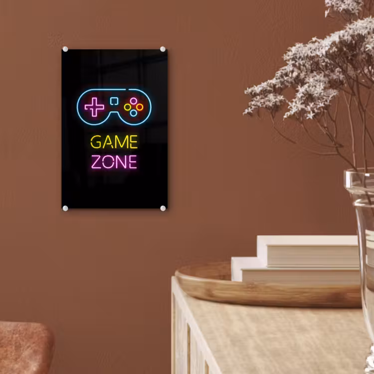 Glas schilderij - Controller - Game - Neon - Zwart - Quotes - Game zone — 6