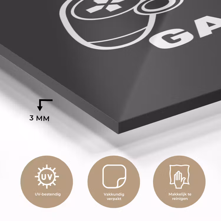 Glas schilderij - Gamen - Quotes - Controller - Born to game - Zwart - Wit — 3