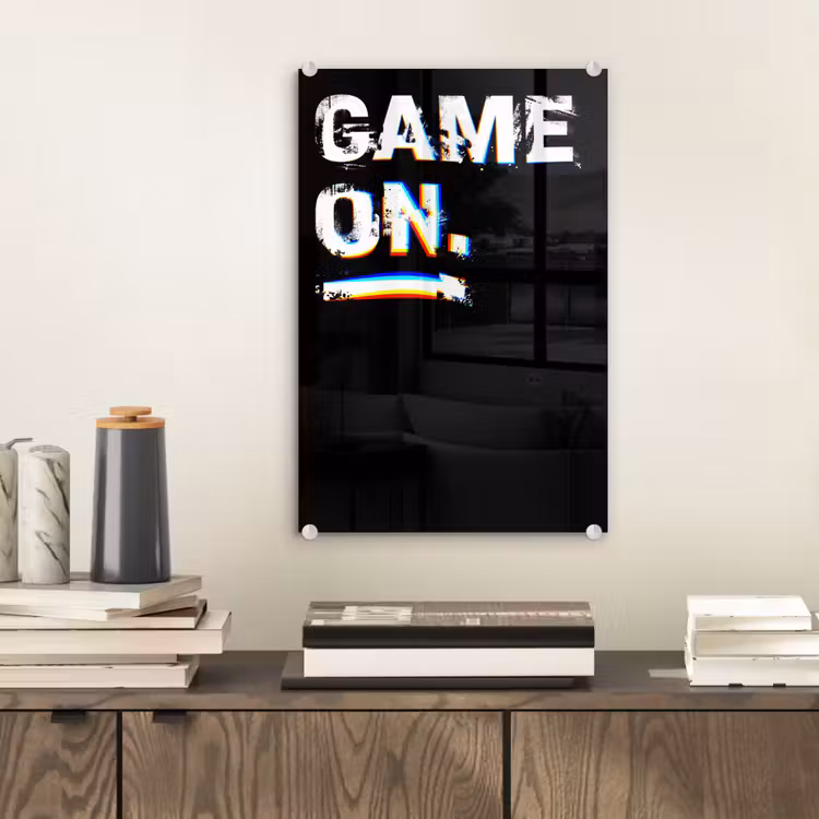 Glas schilderij - Gaming - Game - Spreuken - Quotes - Game on — 2