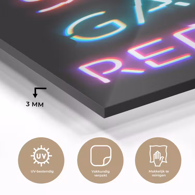 Glas schilderij - Gaming - Led - Quote - Eat sleep game repeat - Gamen — 3