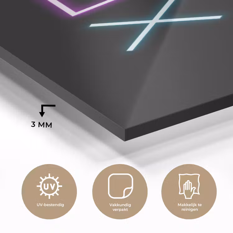 Glas schilderij - Gaming - Neon - Console - Zwart - Controller - Gamen — 3