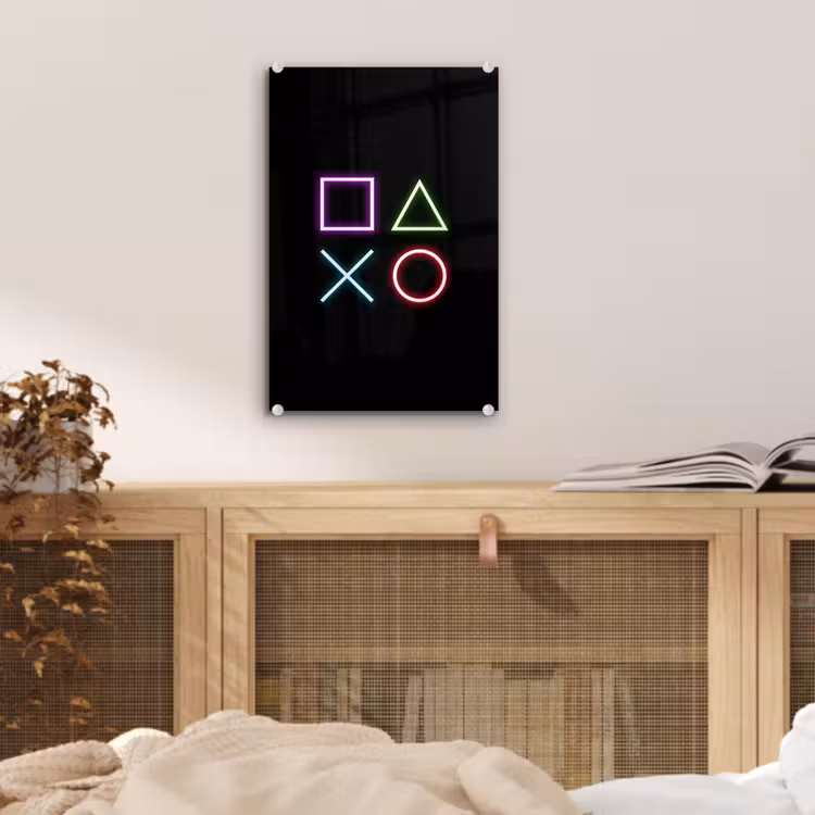 Glas schilderij - Gaming - Neon - Console - Zwart - Controller - Gamen — 5