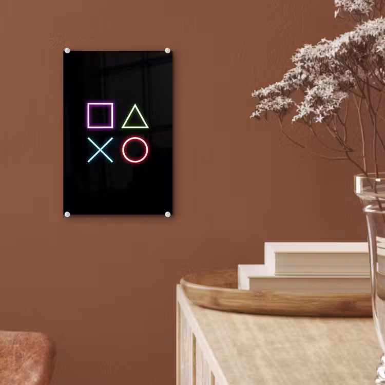 Glas schilderij - Gaming - Neon - Console - Zwart - Controller - Gamen — 6