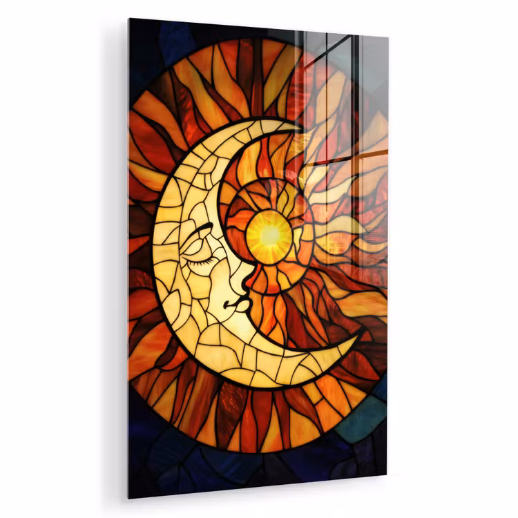 Glas schilderij - Mozaïek - Glas - Maan - Donkerblauw — 1