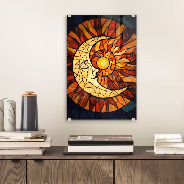 Glas schilderij - Mozaïek - Glas - Maan - Donkerblauw — 2