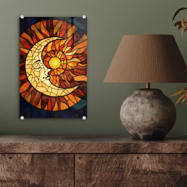 Glas schilderij - Mozaïek - Glas - Maan - Donkerblauw — 4