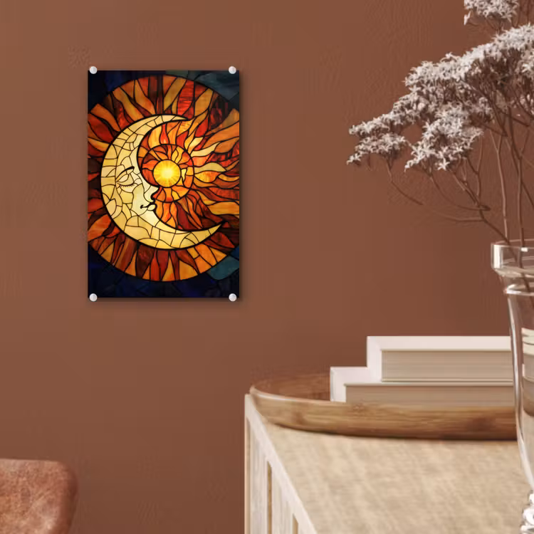 Glas schilderij - Mozaïek - Glas - Maan - Donkerblauw — 6
