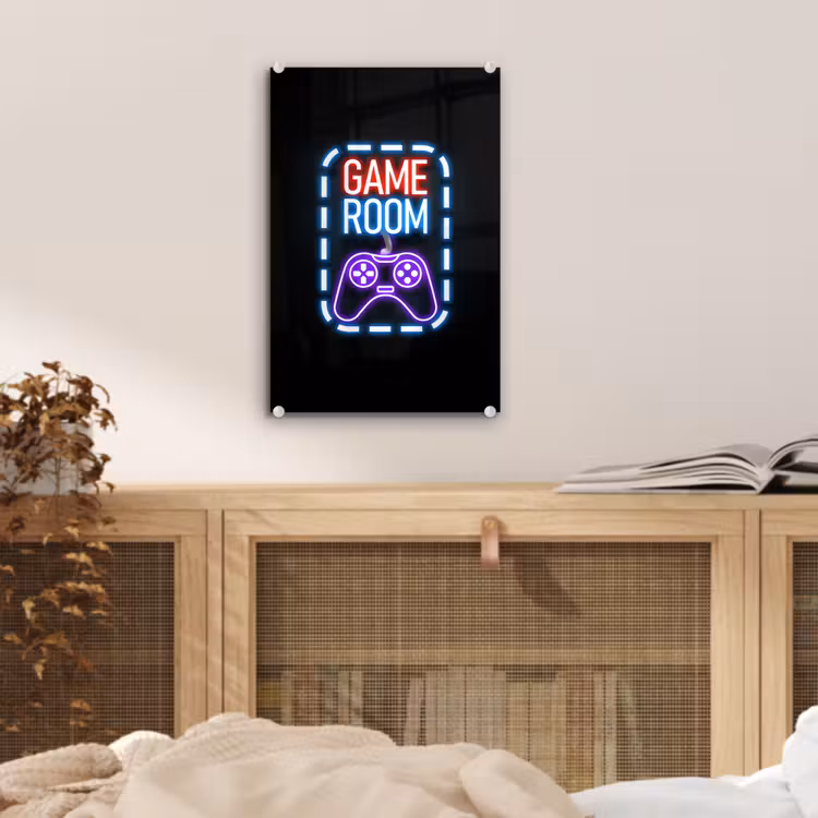 Glas schilderij - Neon - Quotes - Game room - Controller - Zwart — 5