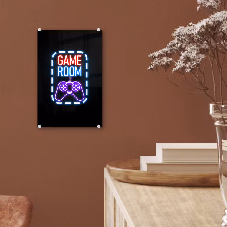 Glas schilderij - Neon - Quotes - Game room - Controller - Zwart — 6