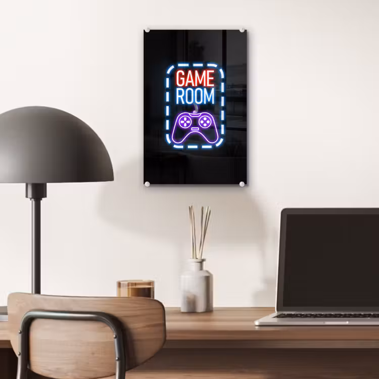 Glas schilderij - Neon - Quotes - Game room - Controller - Zwart — 7
