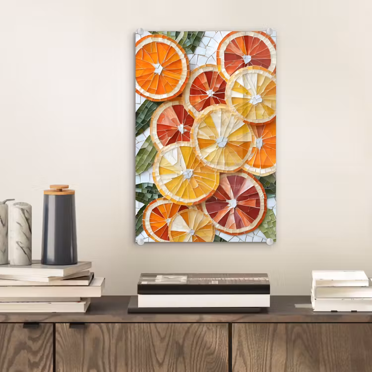 Glas schilderij - Schijfjes - Fruit - Oranje - Mozaïek — 2