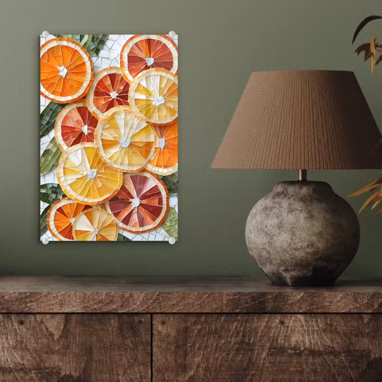 Glas schilderij - Schijfjes - Fruit - Oranje - Mozaïek — 4