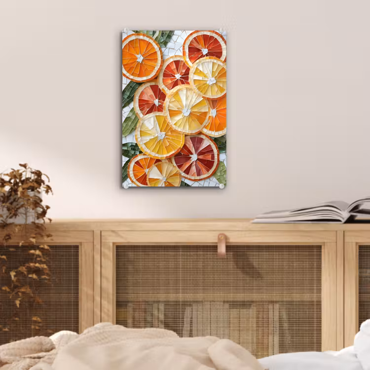 Glas schilderij - Schijfjes - Fruit - Oranje - Mozaïek — 5
