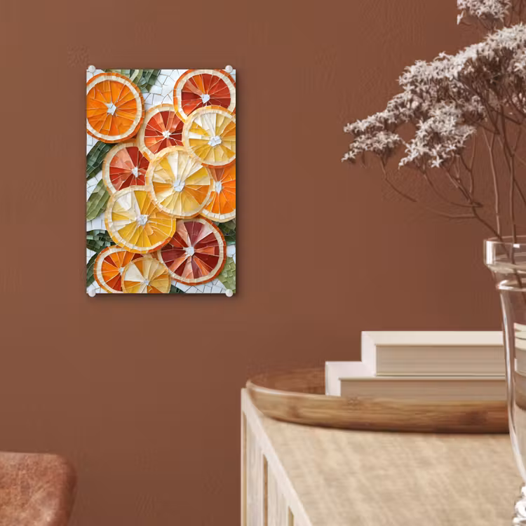 Glas schilderij - Schijfjes - Fruit - Oranje - Mozaïek — 6