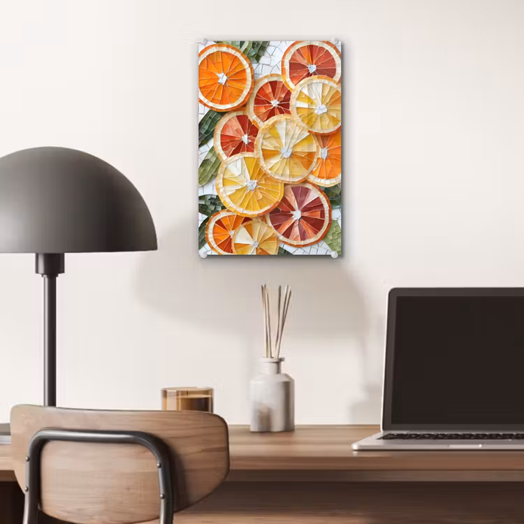 Glas schilderij - Schijfjes - Fruit - Oranje - Mozaïek — 7