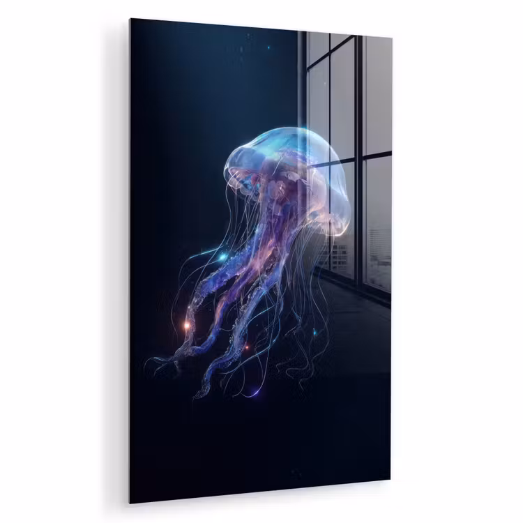 Glas schilderij - Tentakels - Kwal - Paars - Sprankeling — 1