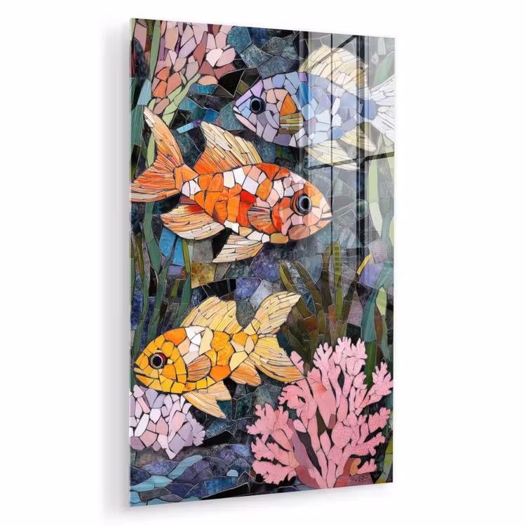 Glas schilderij - Vissen - Koraal - Zee - Mozaïek — 1