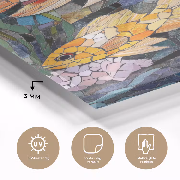 Glas schilderij - Vissen - Koraal - Zee - Mozaïek — 3